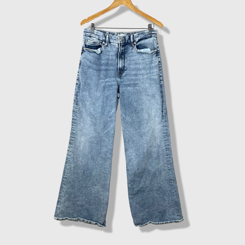 Good American Good Waist Palazzo Jeans Womens 14/32 Blue Retro Y2K Streetwear